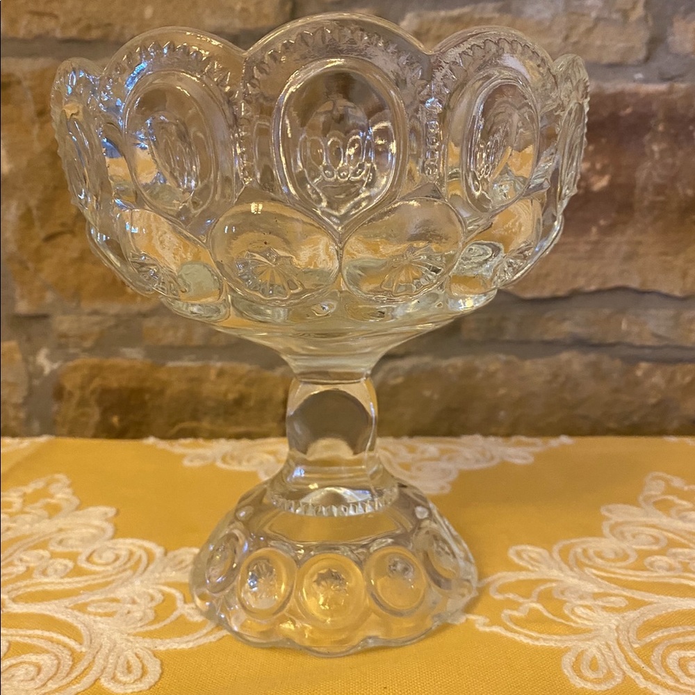 Adams Glass Moon and Stars pedestal candy dish